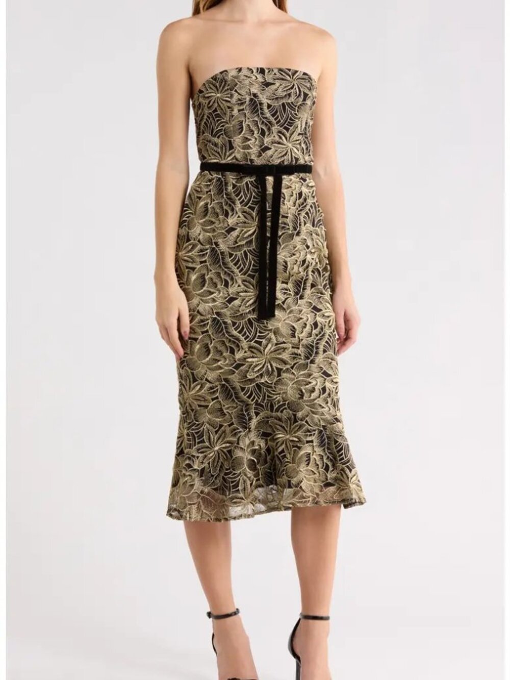 Sam Edelman Leaf Embroidered Strapless Dress NWT Sz 6